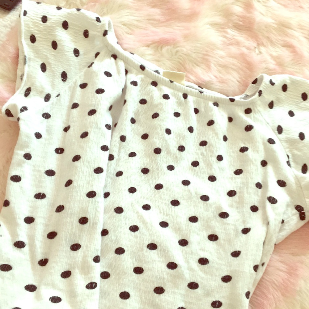 White shirt with black polka dots